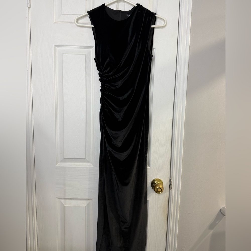 Zara Black Velvet Maxi Dress